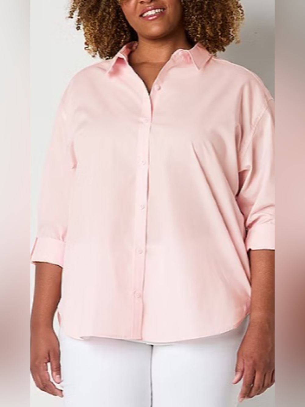 Gloria Vanderbilt Amanda Plus Size Long Sleeve Shirt Women’s Size 3XL Pink